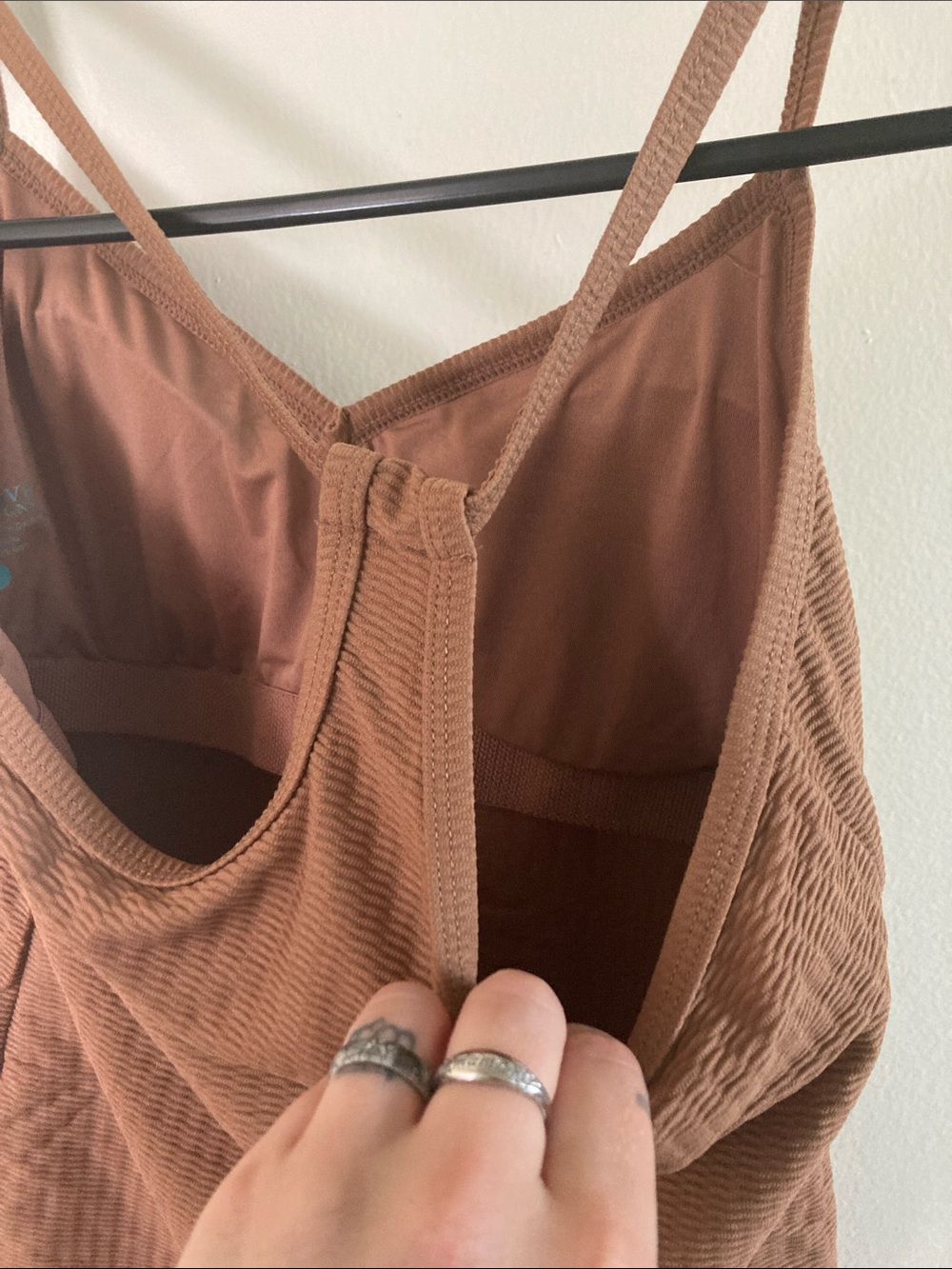 Carve Designs Tan Ribbed V-Neck Racerback Cami - Picture 6 of 7